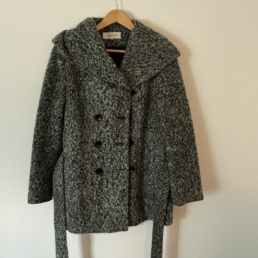 Calvin Klein Women's Belted Black and White Peacoat